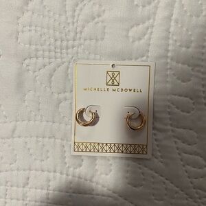Michelle McDowell Gold Tone Small Hoop Earrings with Orange Detail